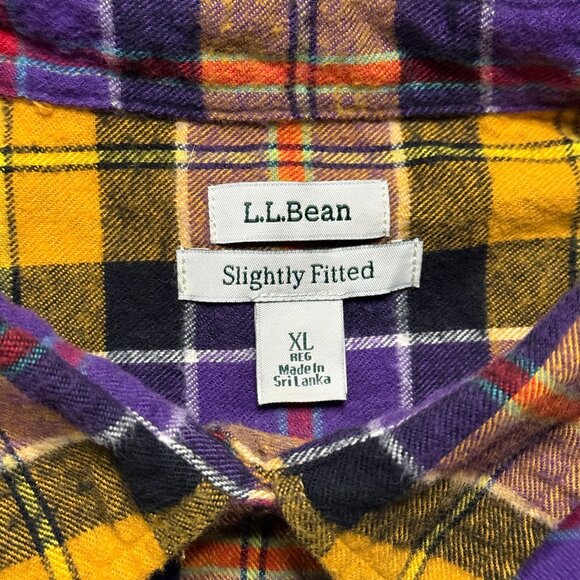 L.L. Bean Women's Scotch Plaid Flannel Shirt - Orange/Purple - Picture 3 of 5